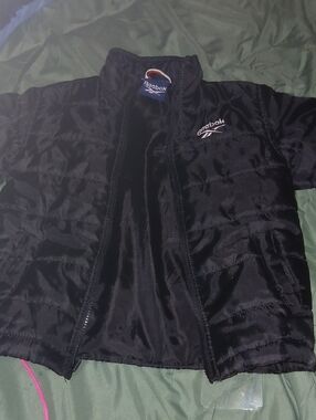 Reebok Black Quilted Jacket with Embroidered Logo